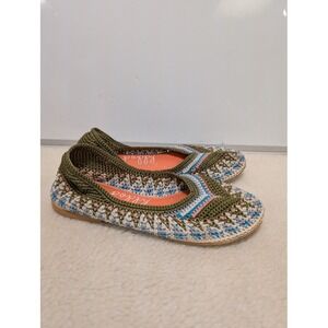 POPPY DELYTE Ballet Flats Sz 7 Stretch Crochet Knit‎ Grandma Blanket Memory Foam
